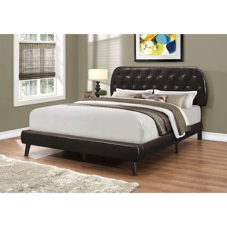 Gfancy Fixtures 45.25 in. Brown Solid Wood, MDF, Foam & Linen Queen Sized Bed with Wood Legs GF2472976